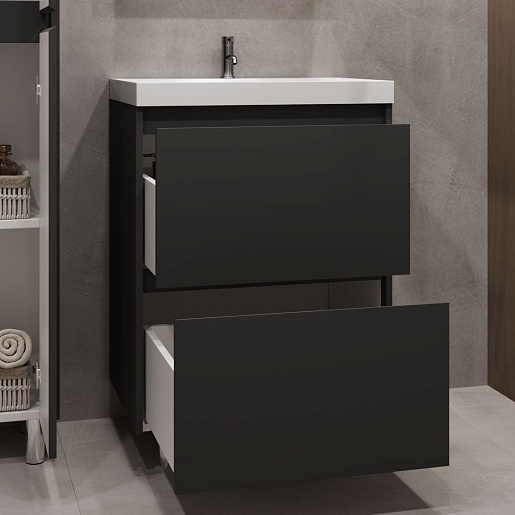 Stella Polare Тумба под раковину Борнео 70 Люкс графит матовый – фотография-8